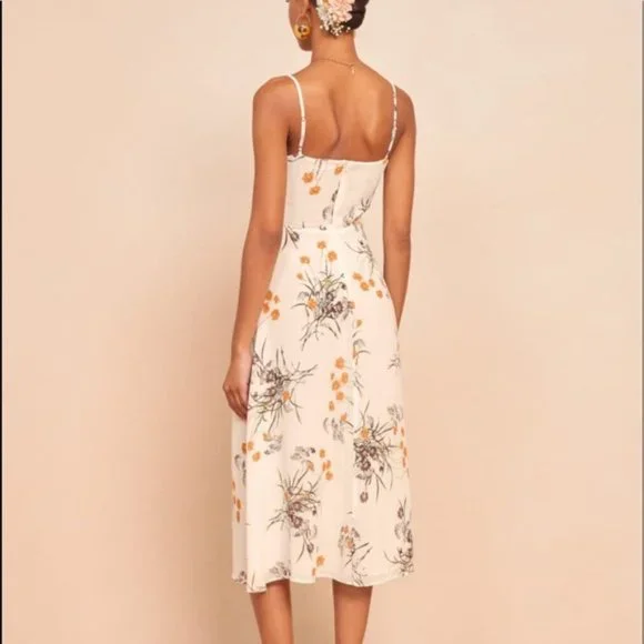 Reformation Gala Dress - Elegant White Floral Dress- Size 2 - Princess Print - Picture 5 of 8